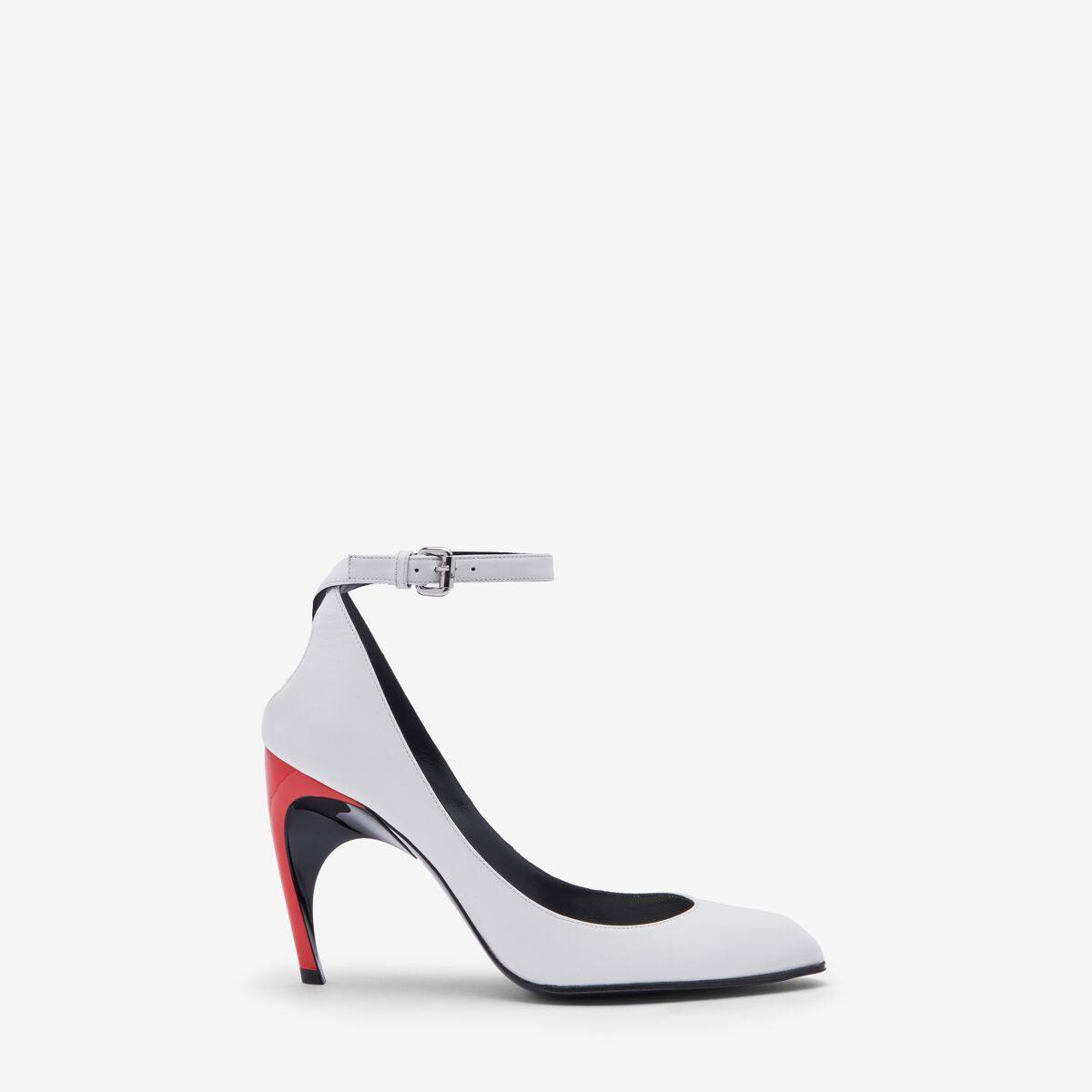 Alexander McQueen Women's White Armadillo Ankle Strap Pump - 10 (Sheepskin)